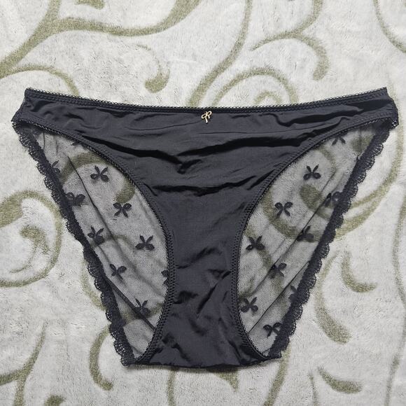Jessica Simpson Other - Jessica Simpson Ultra Flirty Sexy floral Sheer Black Bikini Cut Panty Large
